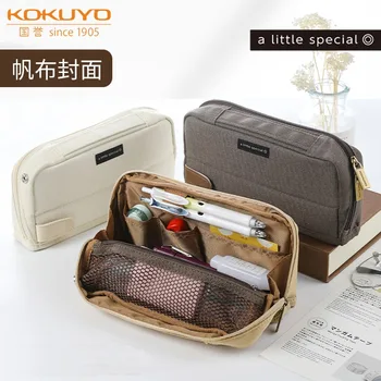 Молив случай KOKUYO Многофункционална чанта За съхранение, Студентски Холщовая чанта за Моливи с Голям Капацитет, Ученически пособия, чанта Kawaii, Канцеларски материали