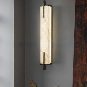 Новият китайски стил, напълно мед мрамор, с монтиран на стената лампа, монтиран на стената лампа за телевизор в хола