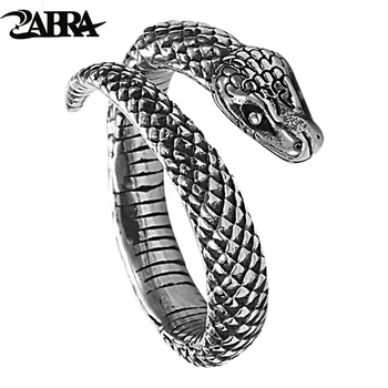 ZABRA Днешно Пръстен-Змия от Сребро 925 проба за Мъже и Жени, Реколтата, Бижута с животни, Байкерские Отворени Размери от 7,5 до 11,5