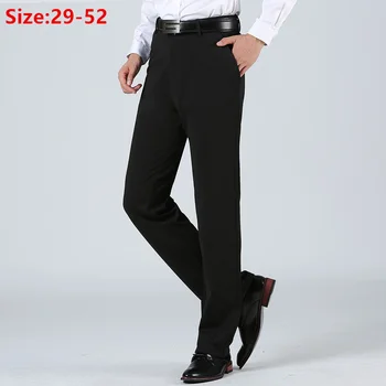 Мъжки бизнес панталони, офис панталони, големи размери от 48 50 52, строг отпусната костюм, Прав и тънък, всекидневни, черен, син, сив, мъжко облекло