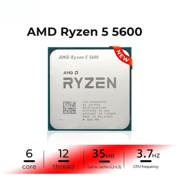 Процесор AMD Ryzen 5 Процесор 5600 Vega 7 Novo R5 5000 Series Socket AM4 Настолен процесор 라젠젠 5600 Абсолютно чисто Нов, Без охладител и вентилатор