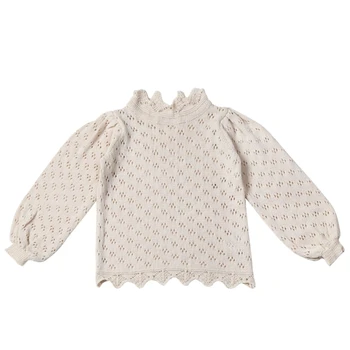 Вязаный пуловер за малки момичета, Памук пуловер с дълги ръкави, в началото на есента за деца
