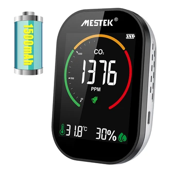 Измерване на CO2 Mestek, уред за измерване на качеството на въздуха, влажност, температура, Монитор на въглероден диоксид с LCD екран, Газоанализатор