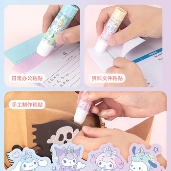 24шт Нов автентичен твърдо лепило Sanrio Kuromi Melody Cinnamoroll Hello Kitty Студентски консумативи Канцеларски материали на едро