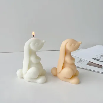 Длинноухий заек ароматерапевтическая свещ ръчно изработени сапун DIY подарък за ръце силиконова форма на заек гипсовое украса мухъл