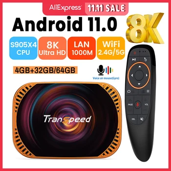 Transpeed Android 11 Amlogic S905X4 TV Box Двойна wifi 32G 64GB BT4.0 4K 8K 3D 1000M Бърз тв-приемник мултимедиен плейър телеприставка