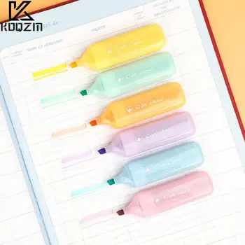 6шт творчески Котешки нокът маркер дръжки Kawai флуоресцентни маркери, художествени маркери, консумативи, корейски Дневник планер канцеларски материали
