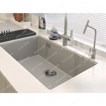 Кварцевая мивка за кухня с една мивка, мивка за измиване на съдове, кран от неръждаема стомана 304