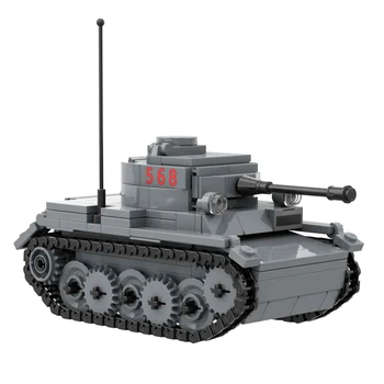Комплект играчки от градивните елементи на Втората световна война Panzer II Ausf L Лек танк ww2 Военно оръжие Армия от 2 фигурки на войници Играчки подарък