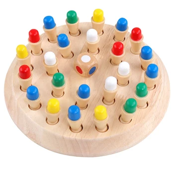 Дървена играчка за Обучение на дървени пъзели Завладяващ образователна играчка Интерактивна играчка Шах в памет на Обучение пъстри