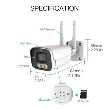 Sasha WIFI Smart 2MP Пълна 1080P камера за Сигурност Инфрачервена Нощен IP66 Всепогодная Камера за Наблюдение дистанционно Управление