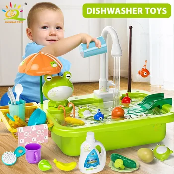 Детска кухня играчка, Пластмасова Мивка за миене на съдове, електрически плот, миялна машина, Ролеви игри, Домашна работа, Ранни забавни играчки за бебето