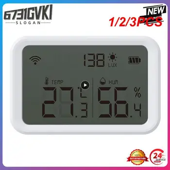 1/2/3ШТ Sasha WiFi Zigbee LCD сензор за температура и влажност на въздуха, сензор за осветеност Lux, Влагомер за стая, термометър ZigBee3.0, концентратор