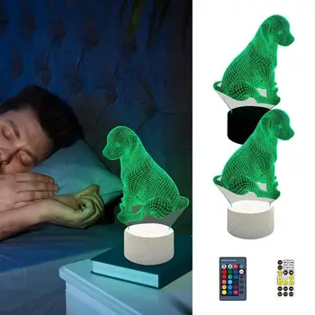 Куче Лампа Куче Illusion Сензорен лека нощ с дистанционно управление, Преносима Сладък Семицветная лампа с основа за вътрешна украса За