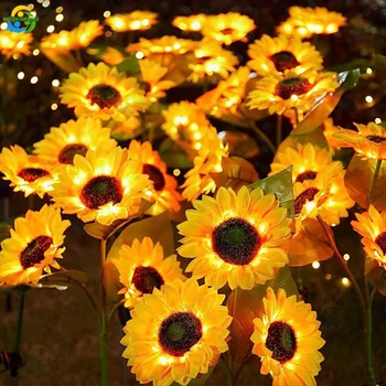 Градинска слънчева лампа със слънчогледи Smart Sense Garden Светлини, лампа за декор на двора на сватбата, Ден на Благодарността, Водоустойчив led светлина за косене на трева