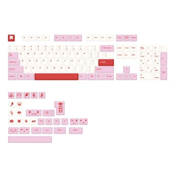 Набор от клавиатури капсули в розова теми, капачки за 133 комбинации от черешово профил и маслоустойчив