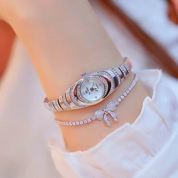 Дамски часовник, луксозно брендовое рокля, ежедневни кварцов дамски часовник с малък циферблат, часовник от розово злато с кристали за жени
