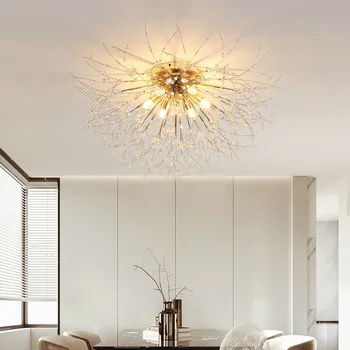 Американски кристална тавана лампа Луксозна Модерна полилей Творчески Глухарче Вход Ресторант Кухня, Спалня Полилей