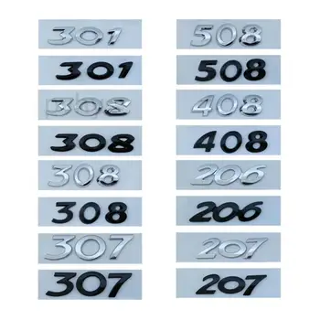 3D ABS Хром Черната Икона на Багажника на Колата Стикер За Peugeot 206 207 301 307 308 408 508, Лого, Емблема, Букви, с Номер на Стикер, Аксесоари