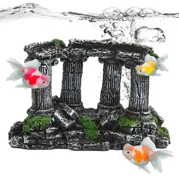 Декорация на аквариума, Скалните пещери, Римска колона от смола, Декорация на аквариума, Изкуствена римска колона, Гърция, Руините на храма, аквариум