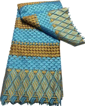 Нов дизайн на африканската шнуровой завързана кърпа, високо качество на Водоразтворими гипюровые ремък за нигерийски сватба, материали HLA151