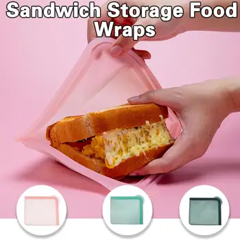 За многократна употреба силикон пакет за пресни продукти, огнеупорни, с Голям капацитет, който запазва свежестта на Сандвич, Запечатан пакет за закуски, Контейнери за съхранение на храна