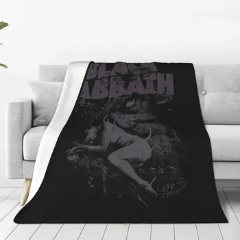 Вязаное одеяло Black Sabbathe Фланелевое Рок-музика, Черни Топли наметала за дома, Разтегателен диван, килим,
