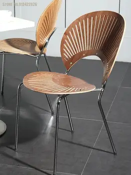 Датски стол във формата на миди от масивно дърво, маса за хранене, стол за кафе-сладкарница, битова средновековна лампа, луксозен творчески прост модерен дизайнерски шезлонг