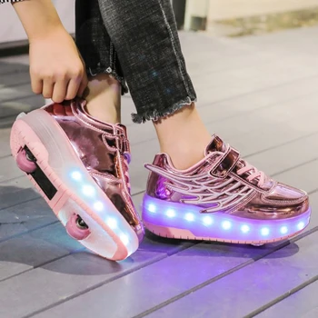 Градинска обувки за Паркур, каране на ролери, Спортни обувки за деца, момчета и момичета, USB зареждане, Светещи ежедневни обувки, led колела