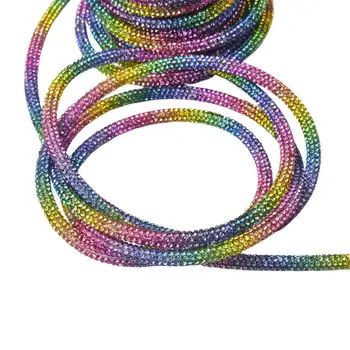 Блестящ Стъклен кабел с кристали и диаманти, 6 mm, тръба с кристали, въже, Обеци 